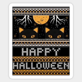 Happy Halloween Black Cats Sticker